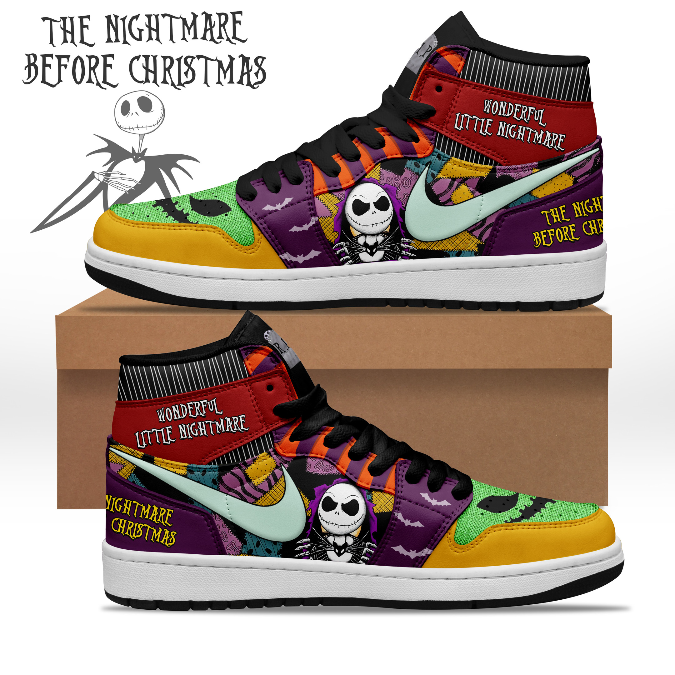 JWFancy The Nightmare Before Christmas AJ1 High Sneakers Shoes For Men And Women