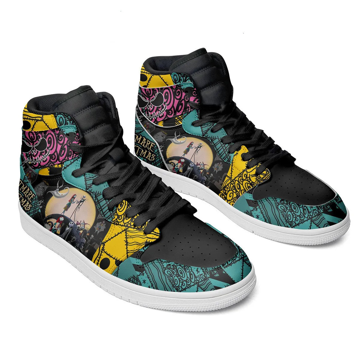 JWFancy The Nightmare Before Christmas Halloween Pumpkin Thanksgiving AJ1 High Sneakers Shoes For Men And Women