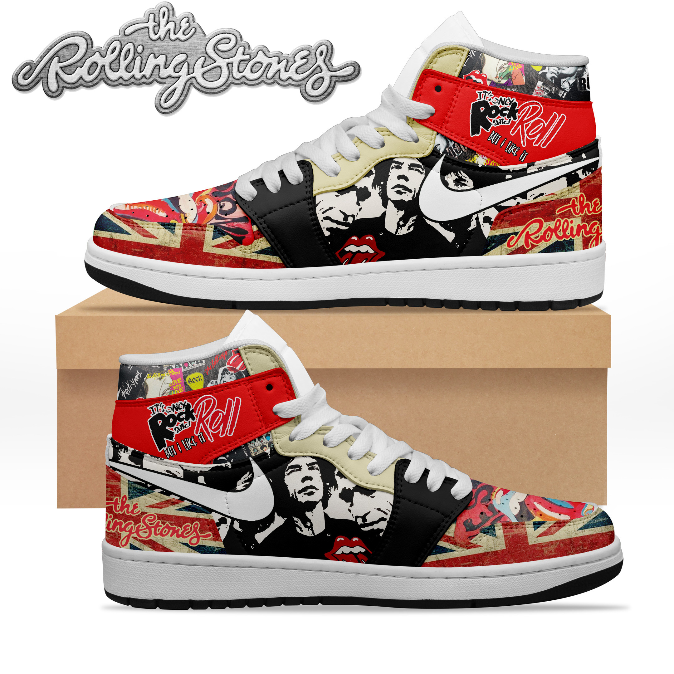 JWFancy The Rolling Stones AJ1 High Sneakers Shoes For Men And Women