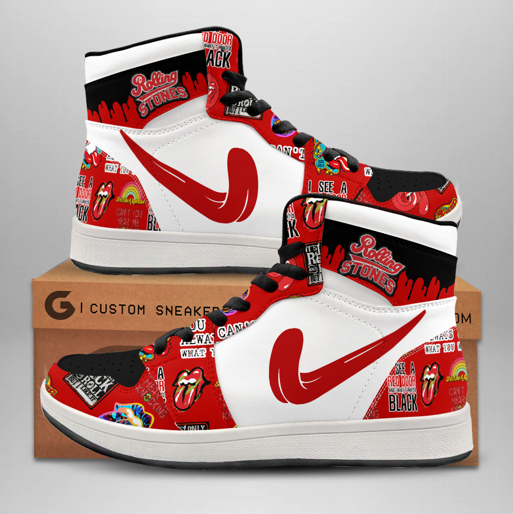 JWFancy The Rolling Stones AJ1 High Sneakers Shoes For Men And Women