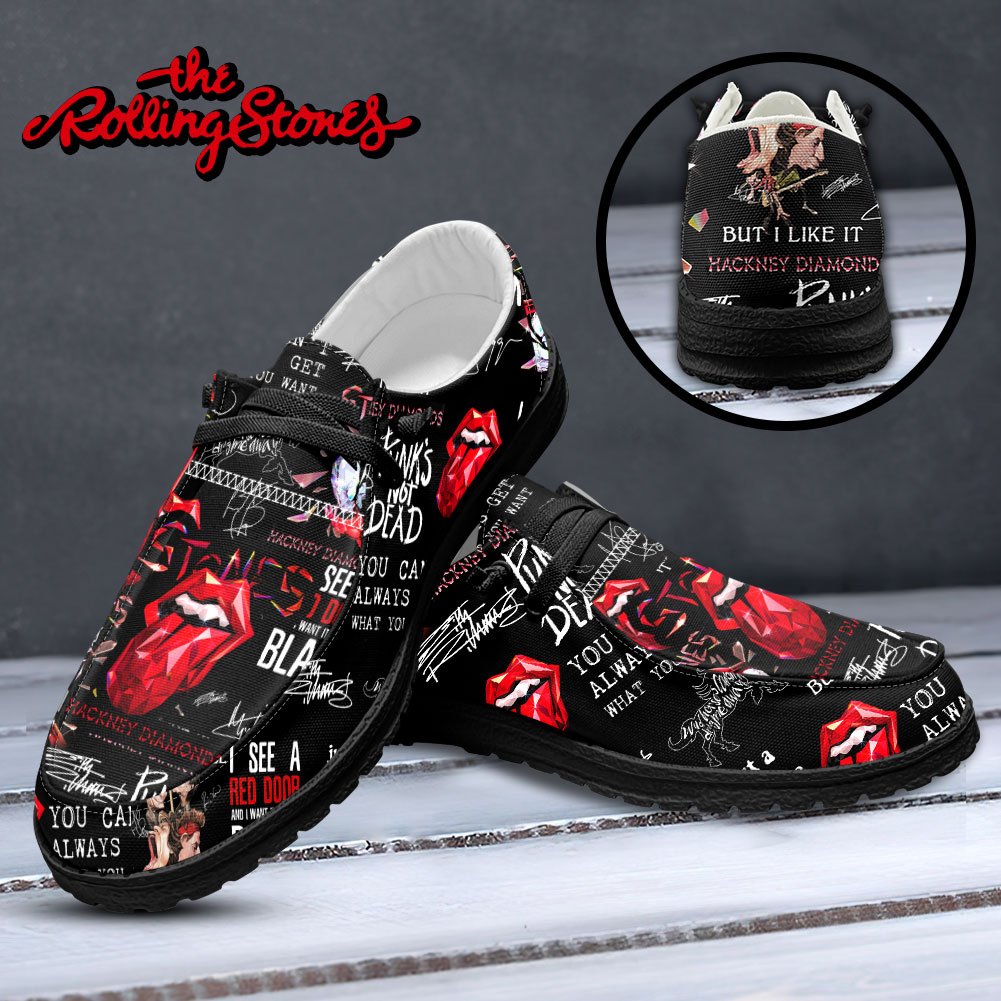 JWFancy The Rolling Stones Hey Dude Shoes Wally Men's Lace Up Loafers Comfortable For Men And Women