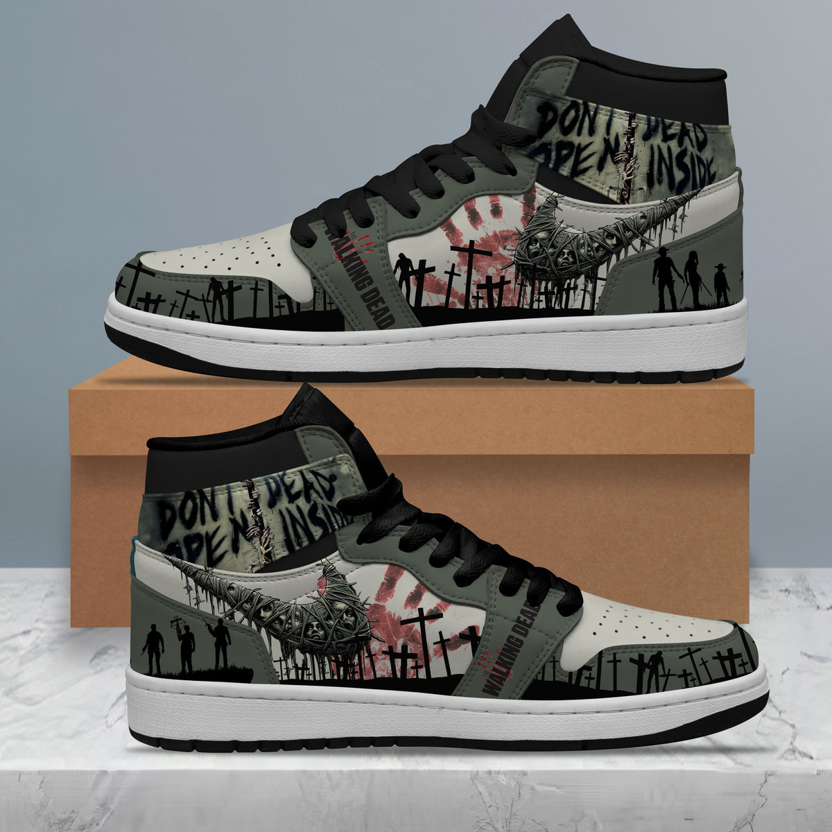 JWFancy The Walking Dead AJ1 High Sneakers Shoes For Men And Women