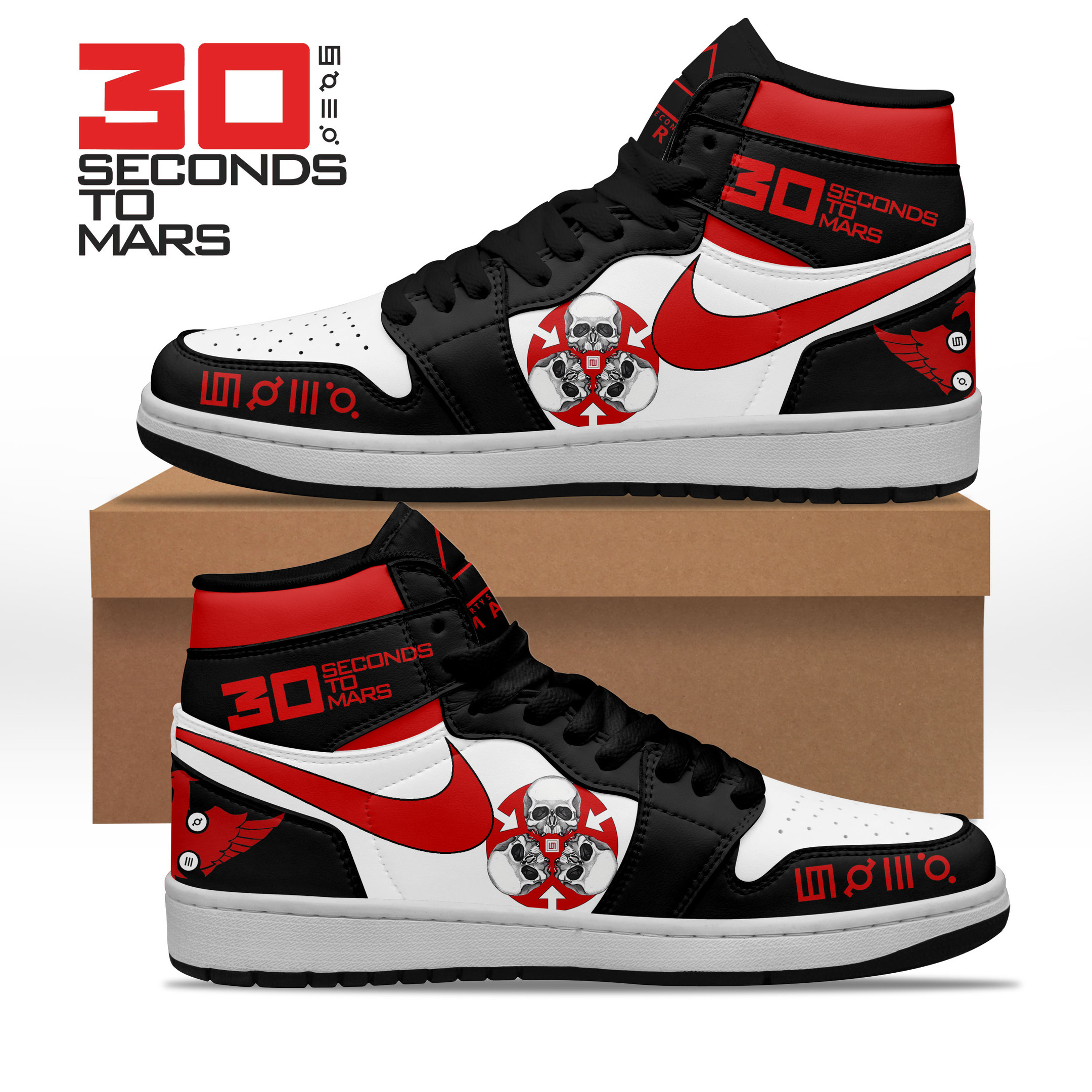 JWFancy Thirty Seconds to Mars AJ1 High Sneakers Shoes For Men And Women