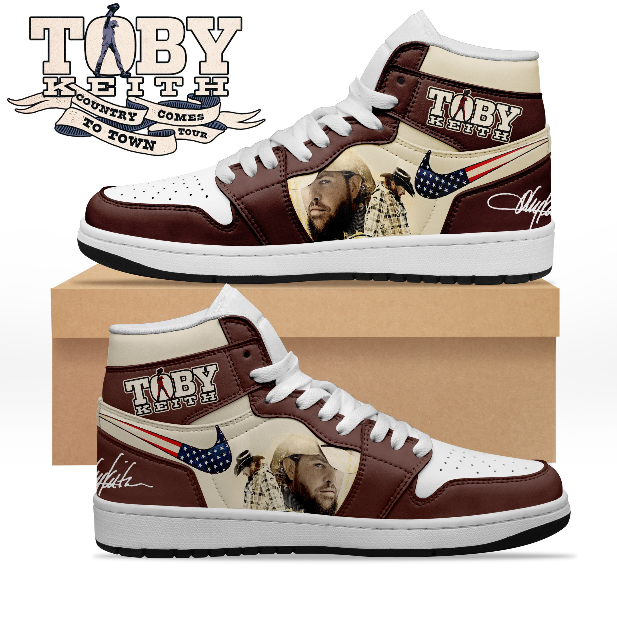 JWFancy Toby Keith AJ1 High Sneakers Shoes For Men And Women