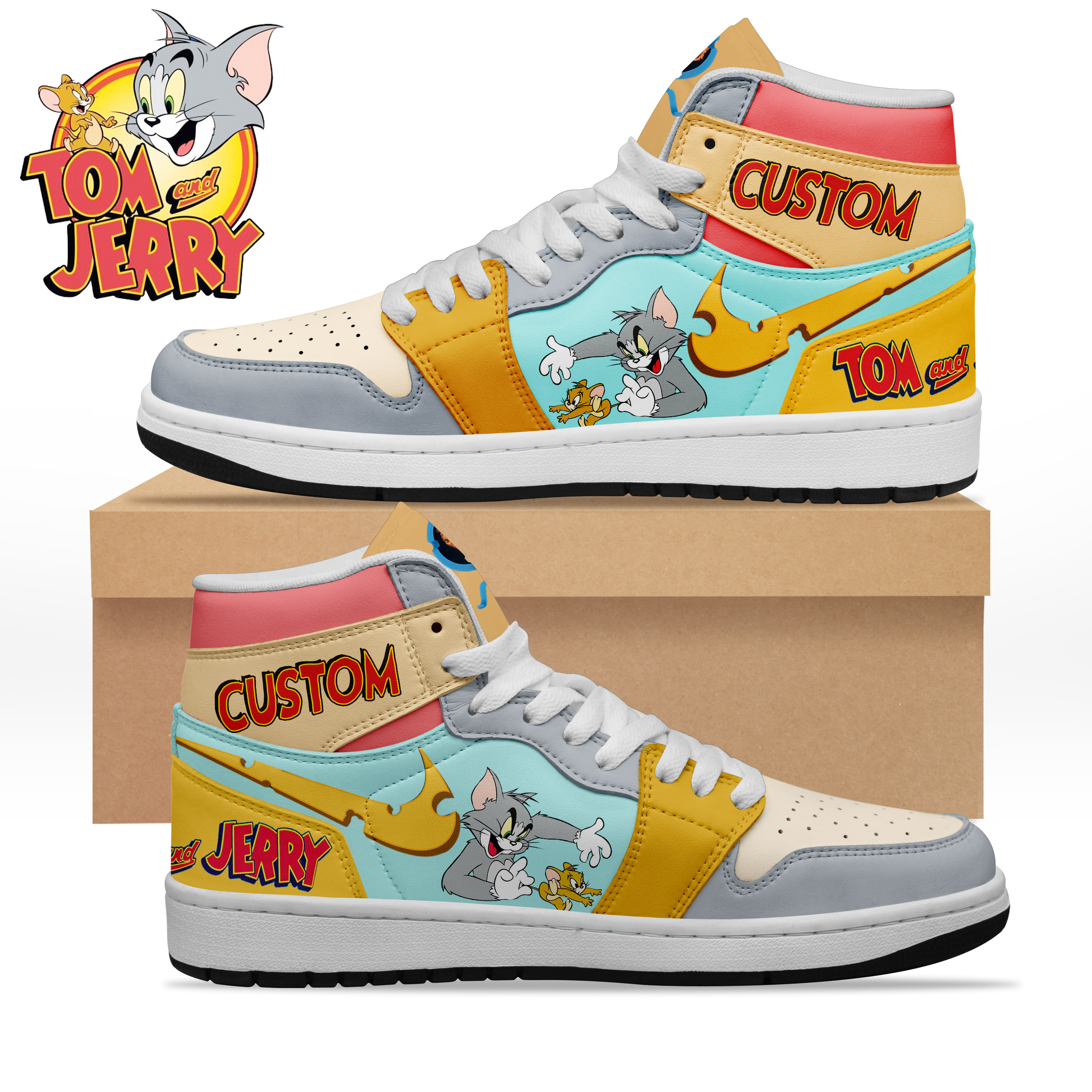 JWFancy Tom & Jerry AJ1 High Sneakers Shoes For Men And Women