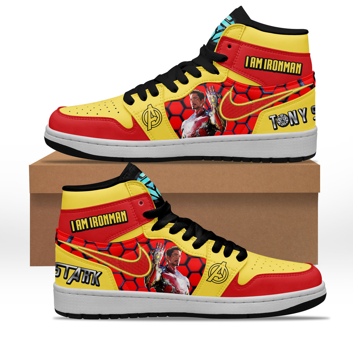 JWFancy Tony Stark AJ1 High Sneakers Shoes For Men And Women