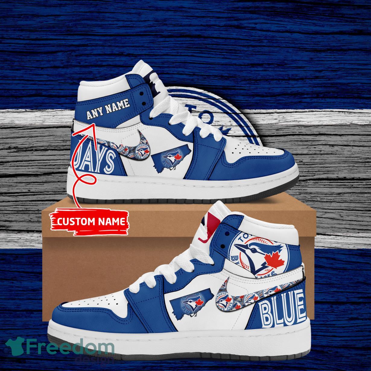 JWFancy Toronto Blue Jays AJ1 High Sneakers Shoes For Men And Women