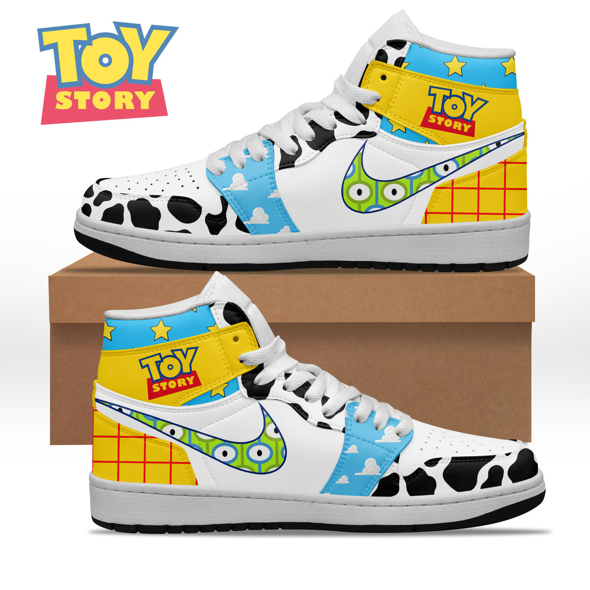 JWFancy Toy Story AJ1 High Sneakers Shoes For Men And Women