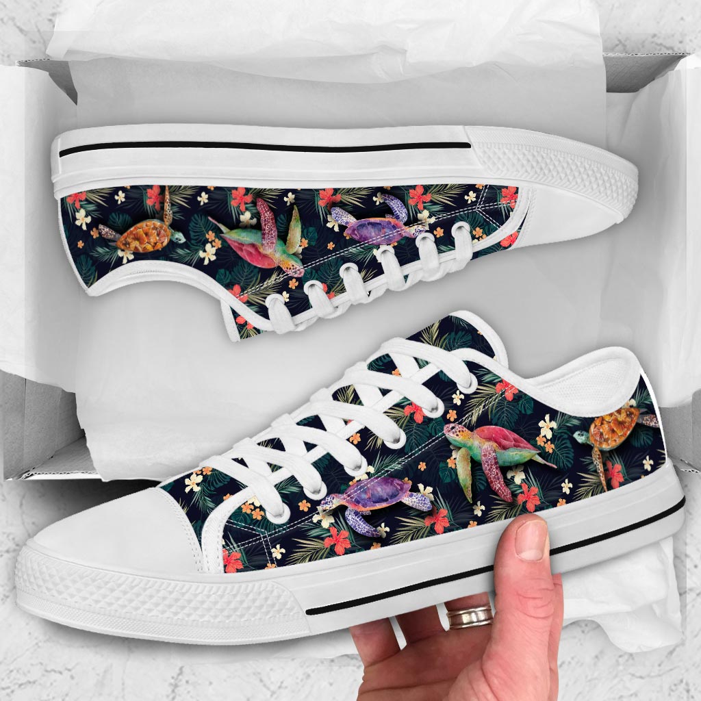 JWFancy Tropical Turtles Low Top Canvas Sneakers Shoes For Men And Women