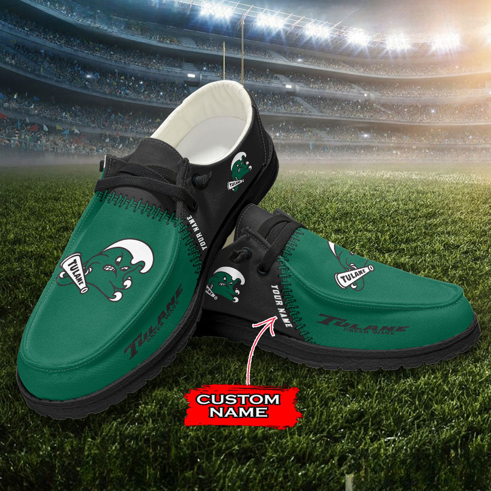 JWFancy Tulane Green Wave Hey Dude Shoes Wally Men's Lace Up Loafers Comfortable For Men And Women