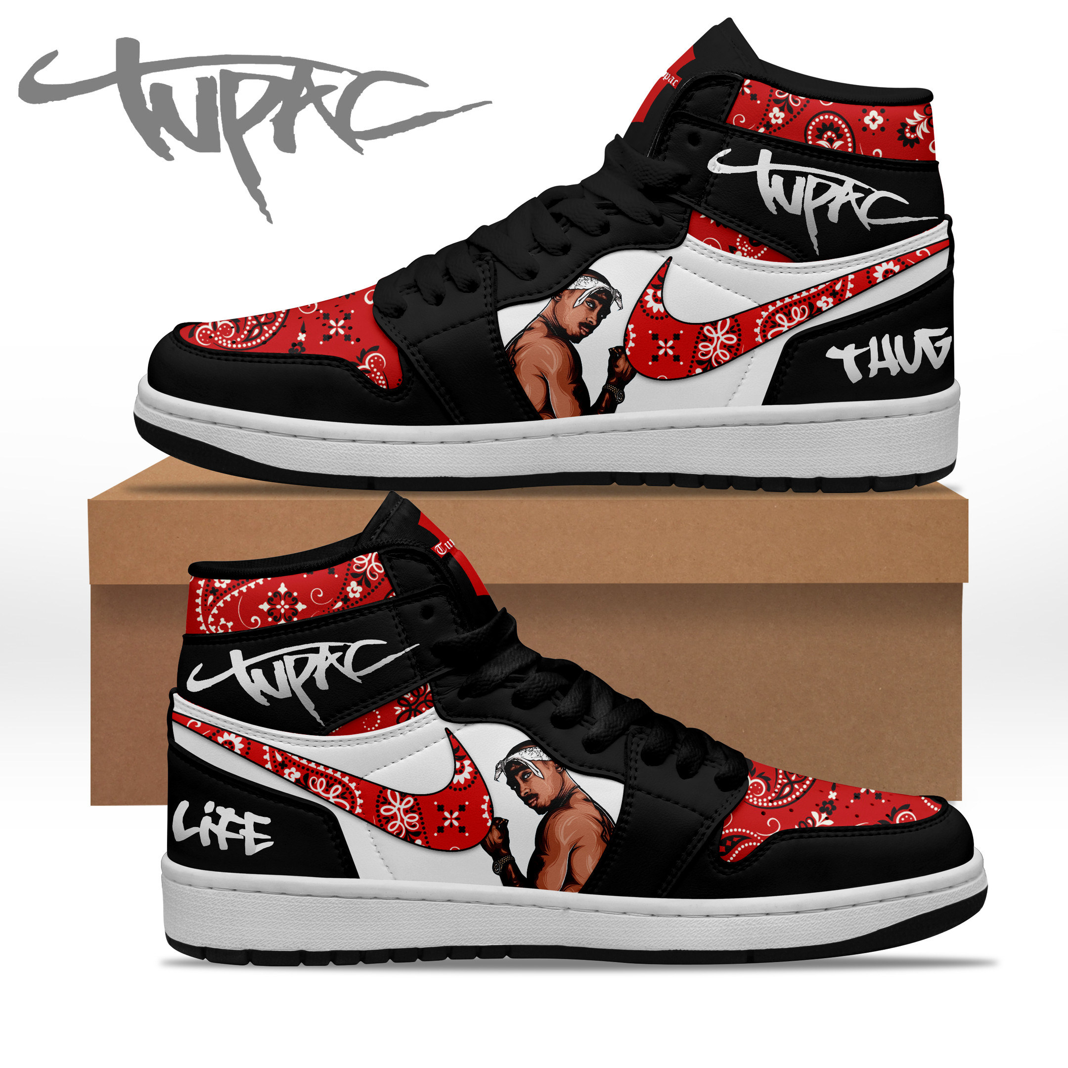 JWFancy Tupac Shakur AJ1 High Sneakers Shoes For Men And Women