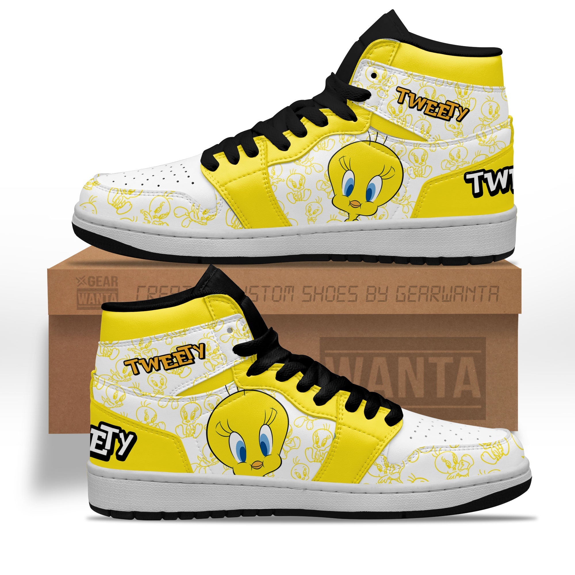 JWFancy Tweety AJ1 High Sneakers Shoes For Men And Women