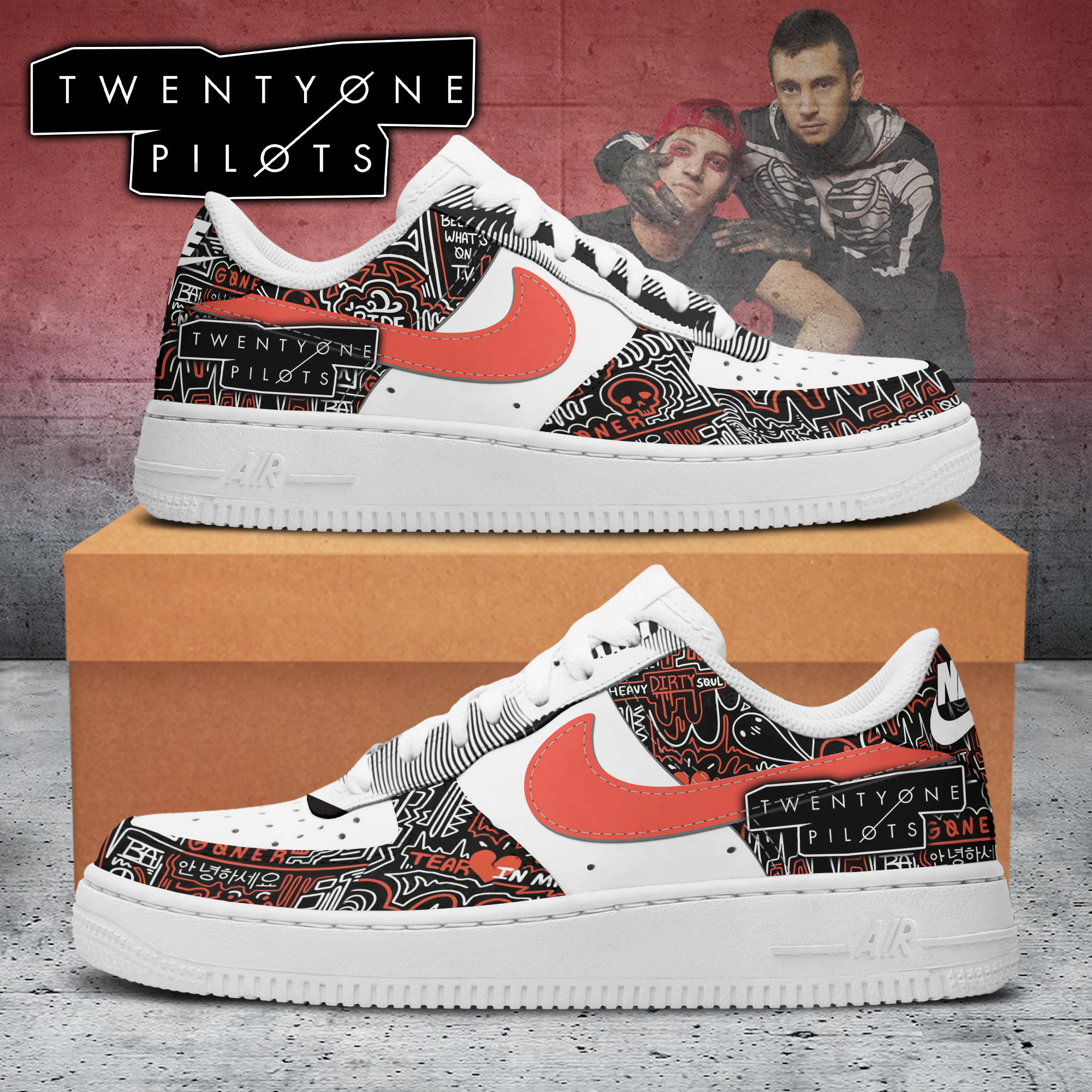 JWFancy Twenty One Pilots Air Low-Top Sneakers Shoes For Men And Women