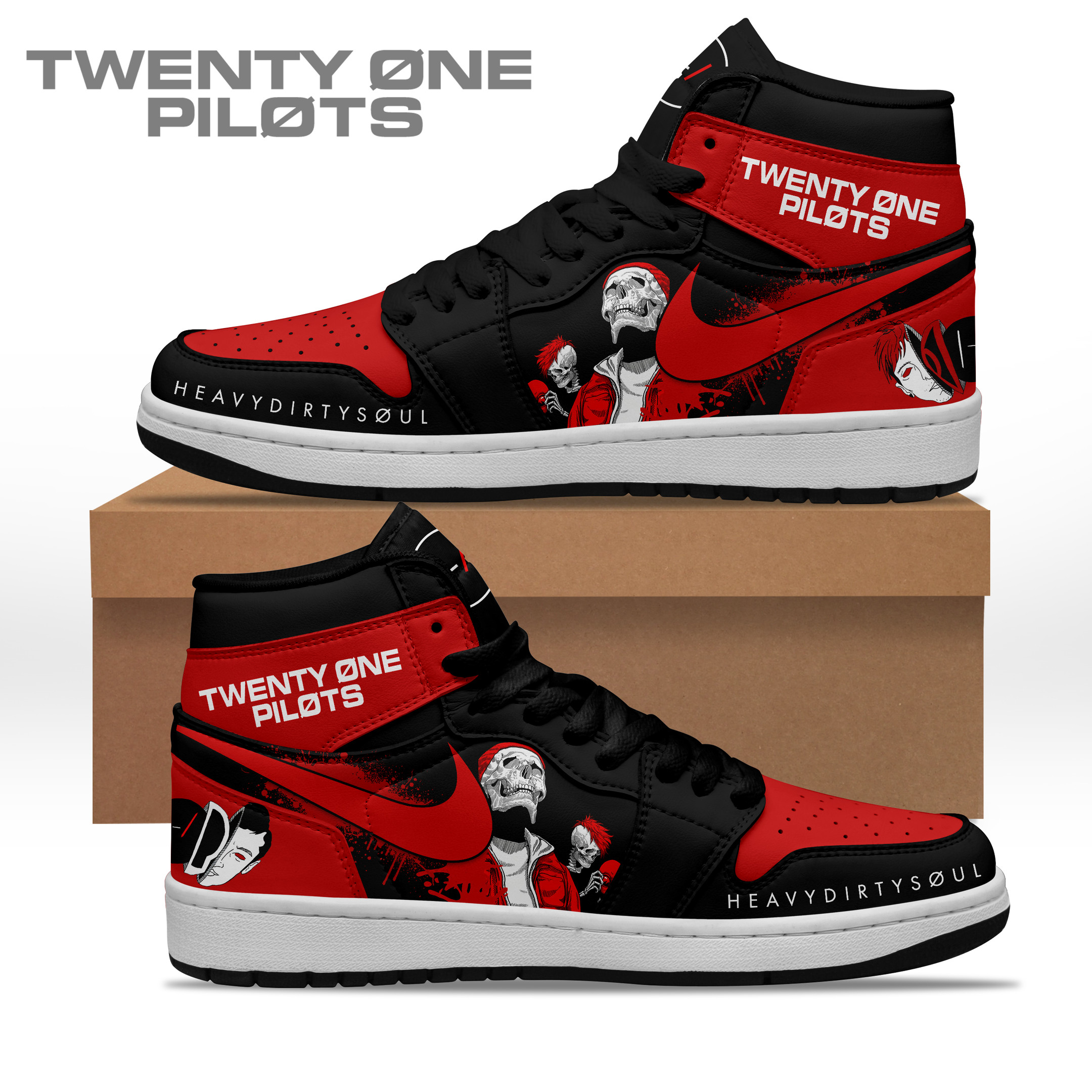JWFancy Twenty One Pilots AJ1 High Sneakers Shoes For Men And Women