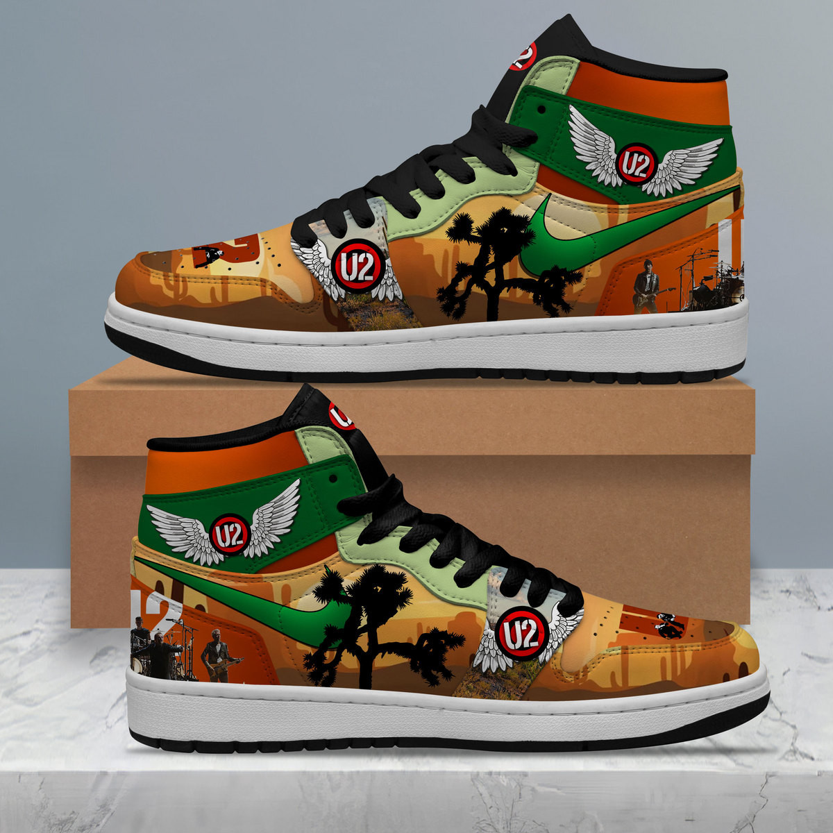 JWFancy U2 Band AJ1 High Sneakers Shoes For Men And Women