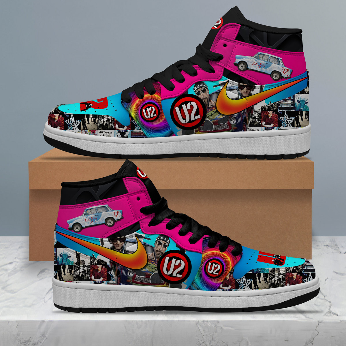 JWFancy U2 Rock Band AJ1 High Sneakers Shoes For Men And Women