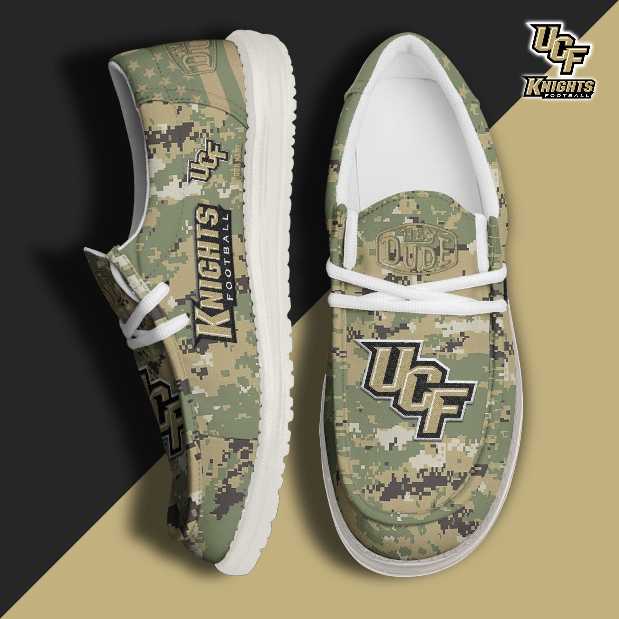 JWFancy UCF Knights Hey Dude Shoes Wally Men's Lace Up Loafers Comfortable For Men And Women