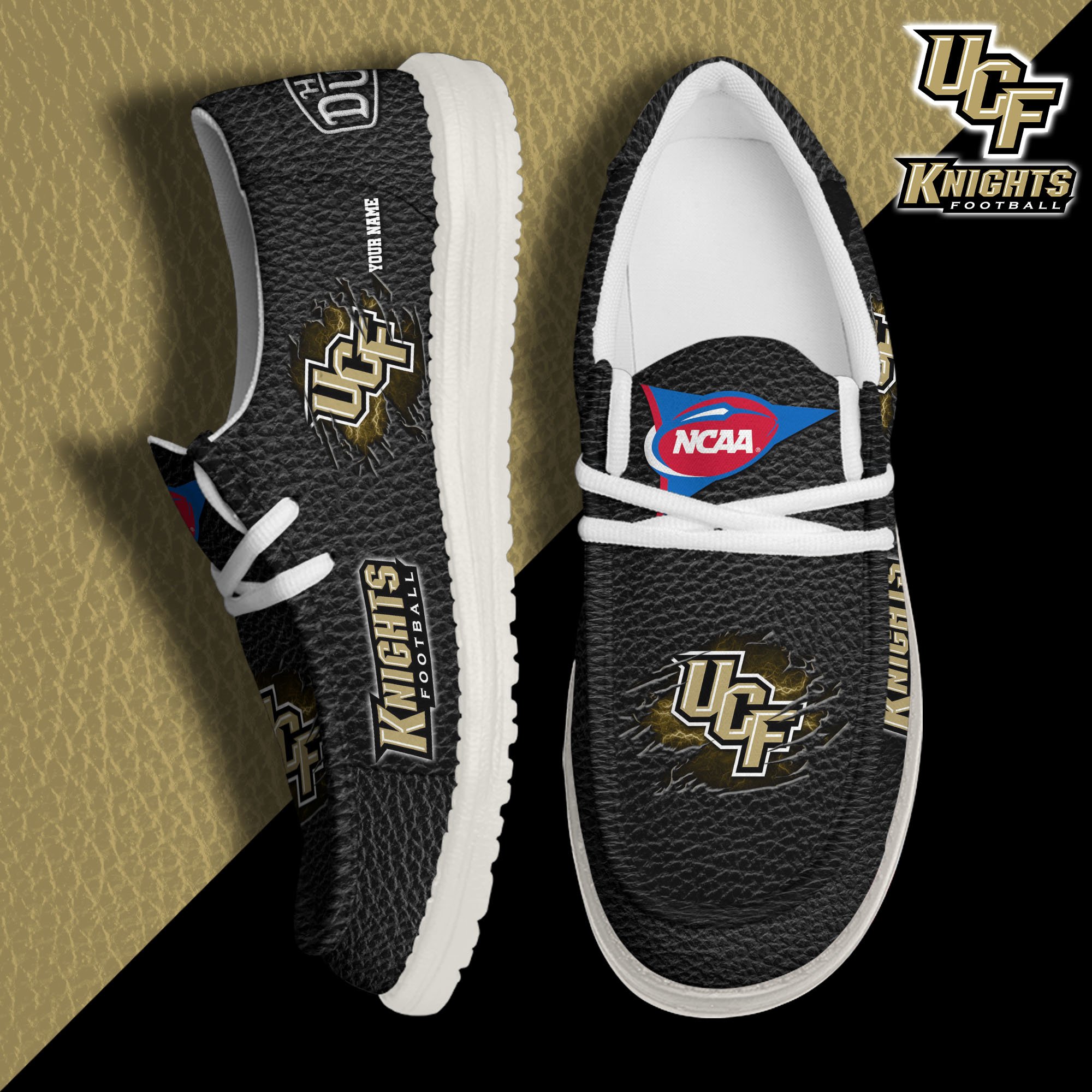 JWFancy UCF Knights Hey Dude Shoes Wally Men's Lace Up Loafers Comfortable For Men And Women