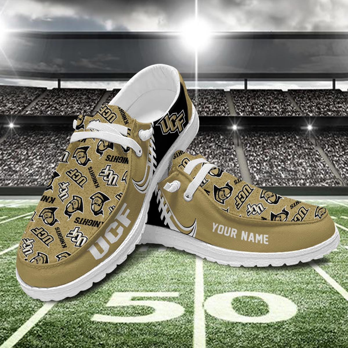 JWFancy UCF Knights Hey Dude Shoes Wally Men's Lace Up Loafers Comfortable For Men And Women