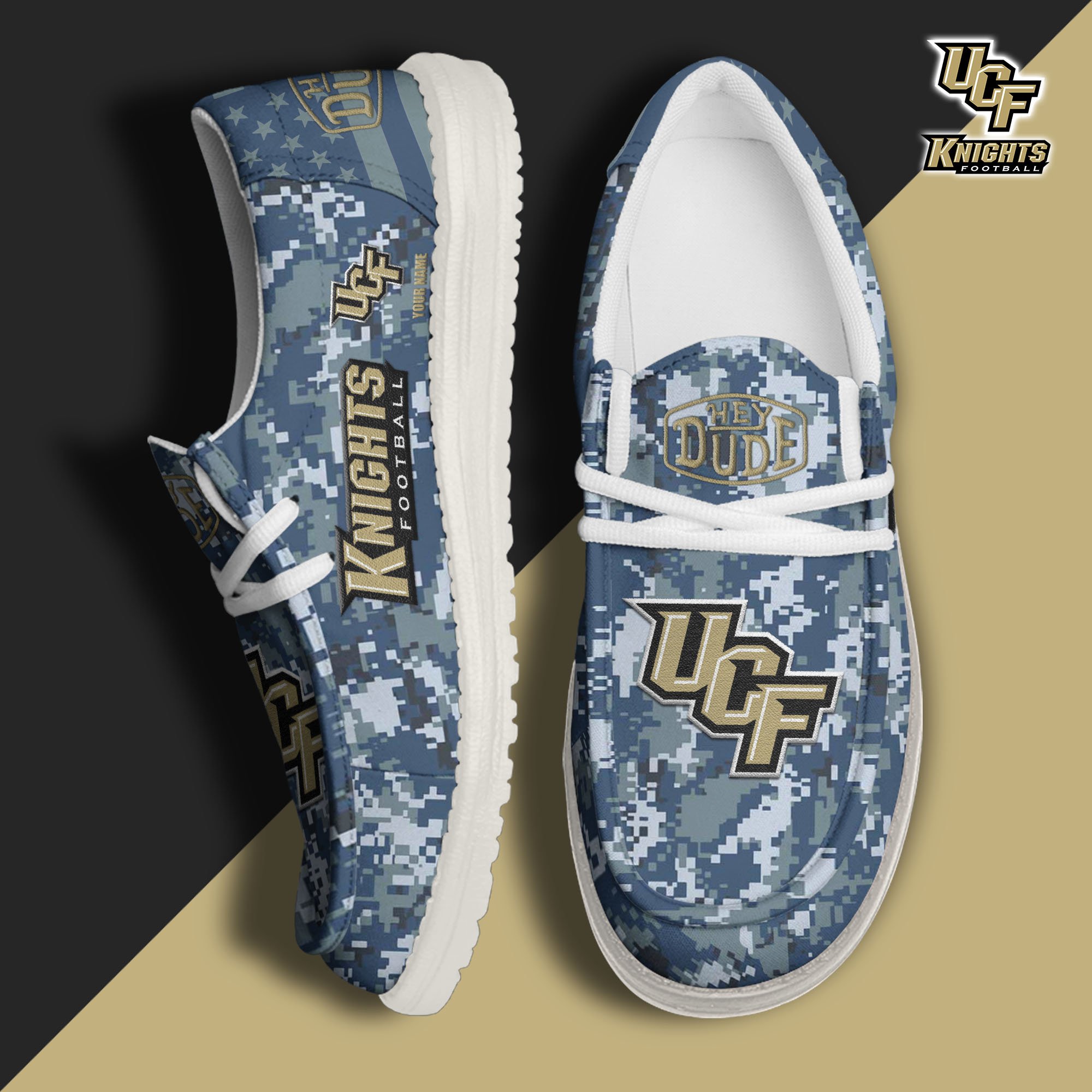 JWFancy UCF Knights Hey Dude Shoes Wally Men's Lace Up Loafers Comfortable For Men And Women
