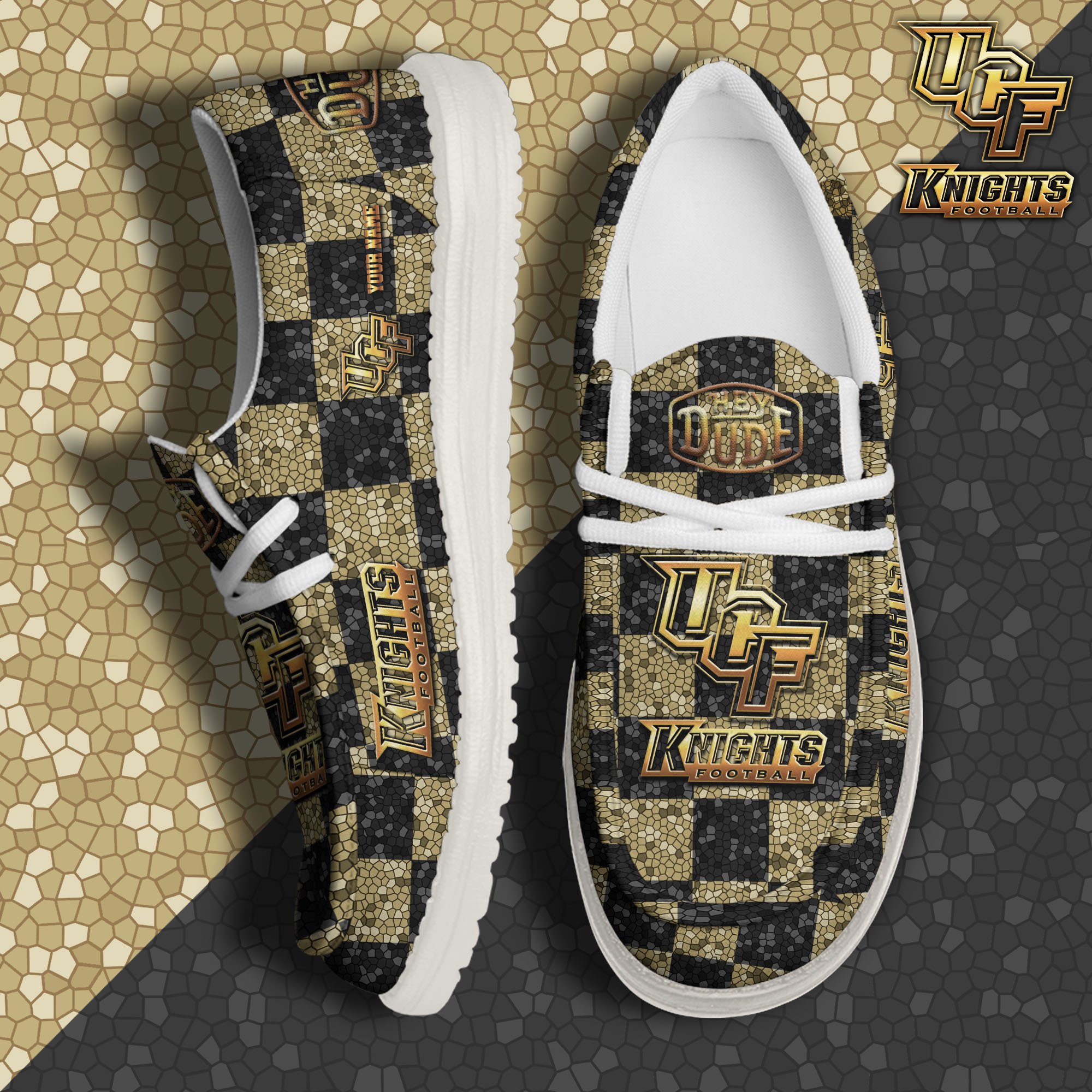 JWFancy UCF Knights Hey Dude Shoes Wally Men's Lace Up Loafers Comfortable For Men And Women