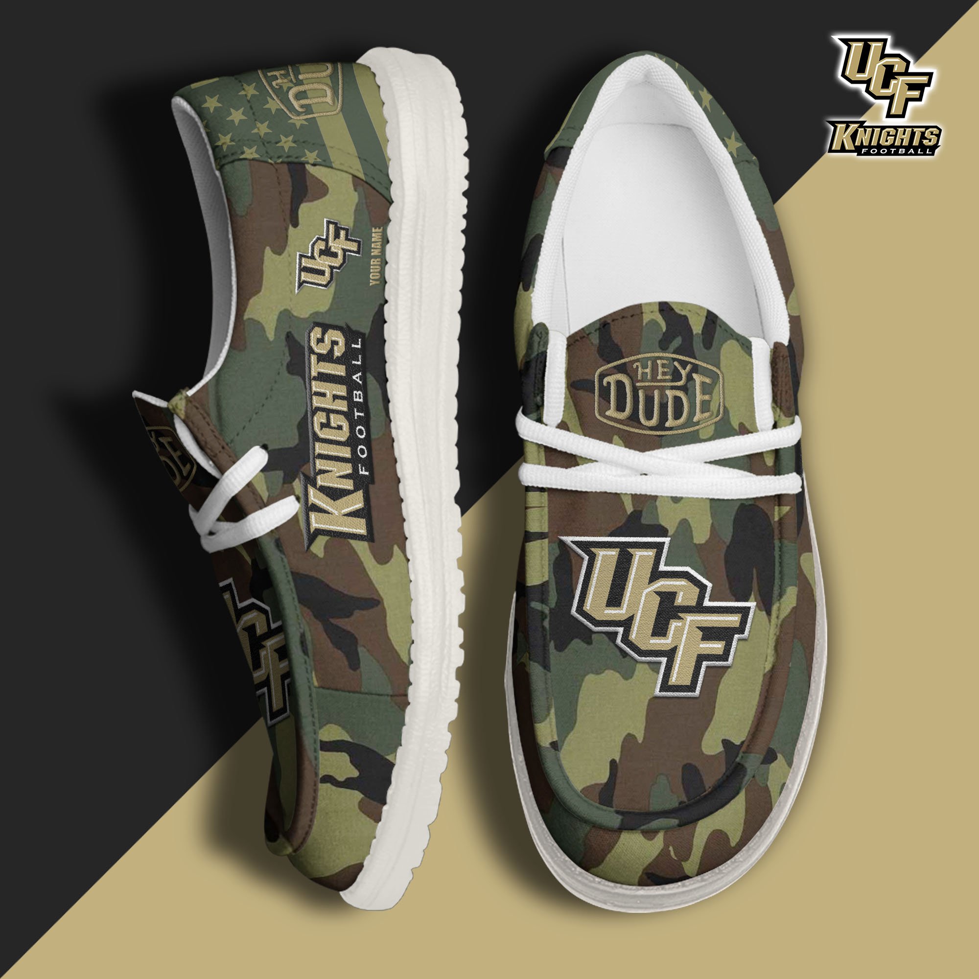 JWFancy UCF Knights Hey Dude Shoes Wally Men's Lace Up Loafers Comfortable For Men And Women