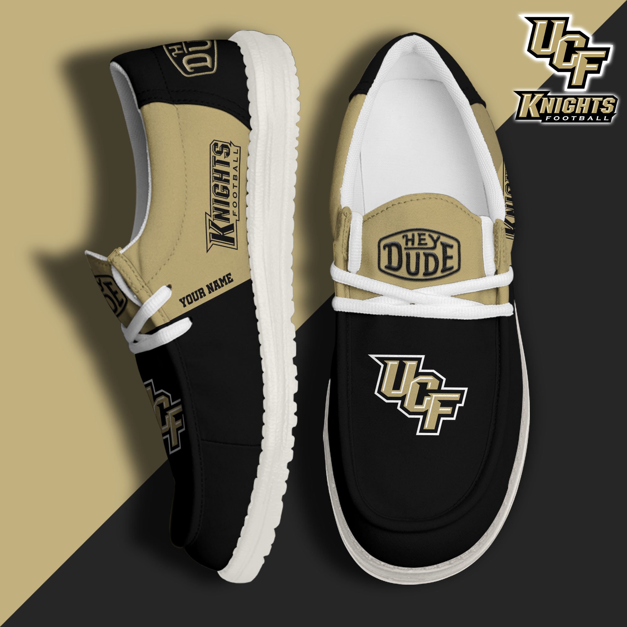 JWFancy UCF Knights Hey Dude Shoes Wally Men's Lace Up Loafers Comfortable For Men And Women