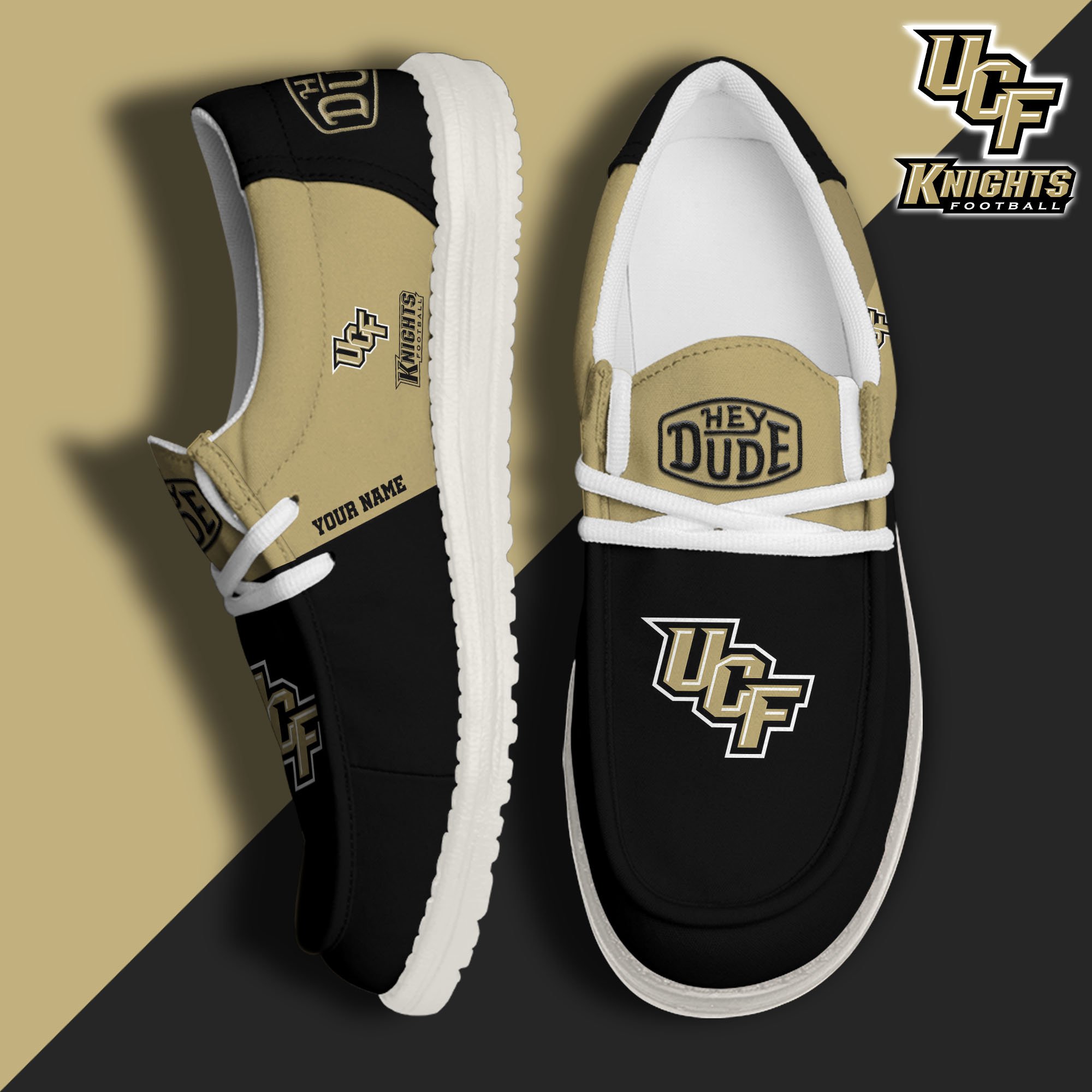 JWFancy UCF Knights Hey Dude Shoes Wally Men's Lace Up Loafers Comfortable For Men And Women