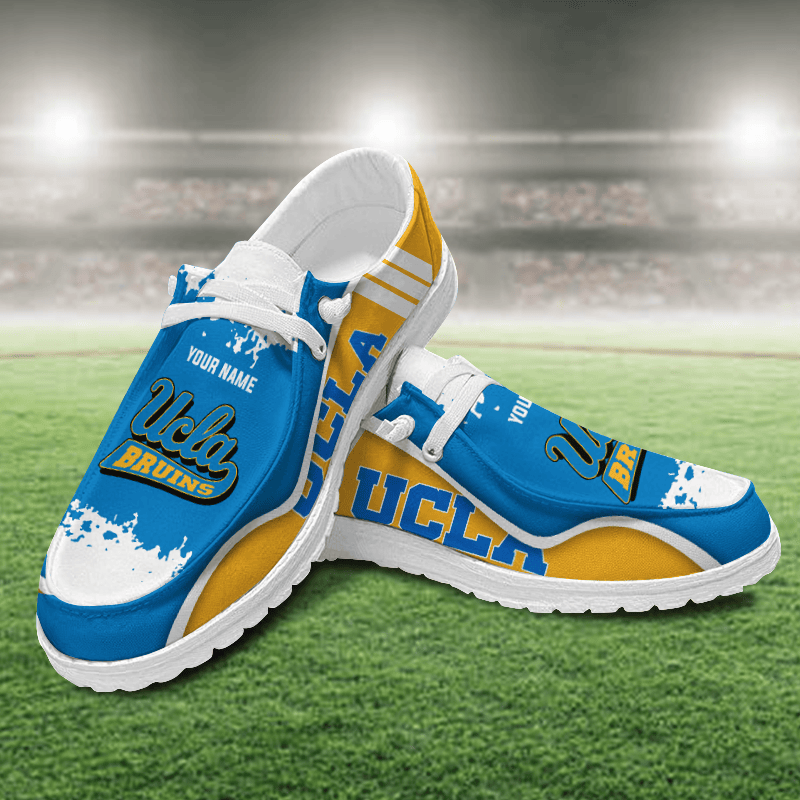 JWFancy UCLA Bruins Hey Dude Shoes Wally Men's Lace Up Loafers Comfortable For Men And Women