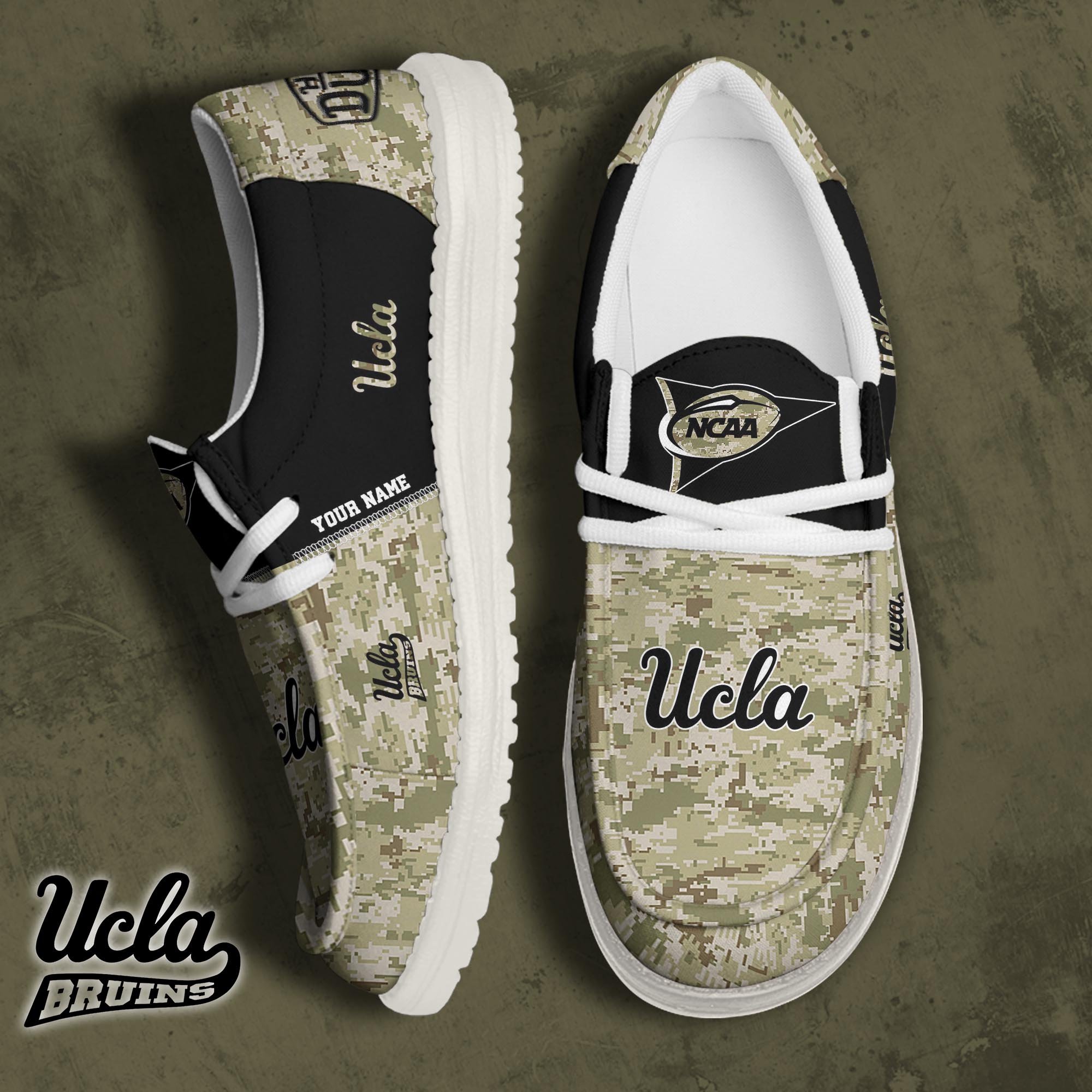 JWFancy UCLA Bruins Hey Dude Shoes Wally Men's Lace Up Loafers Comfortable For Men And Women