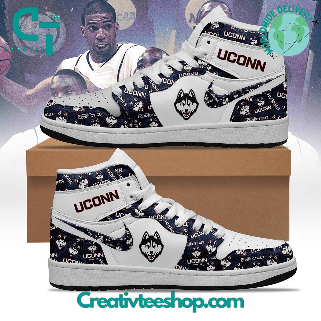 JWFancy UConn Huskies AJ1 High Sneakers Shoes For Men And Women
