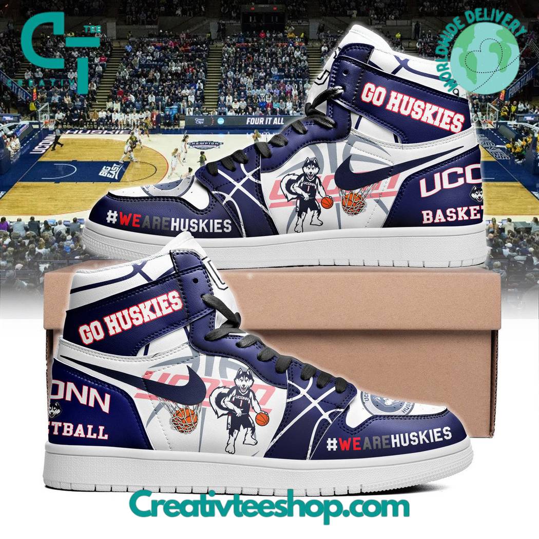 JWFancy UConn Huskies AJ1 High Sneakers Shoes For Men And Women