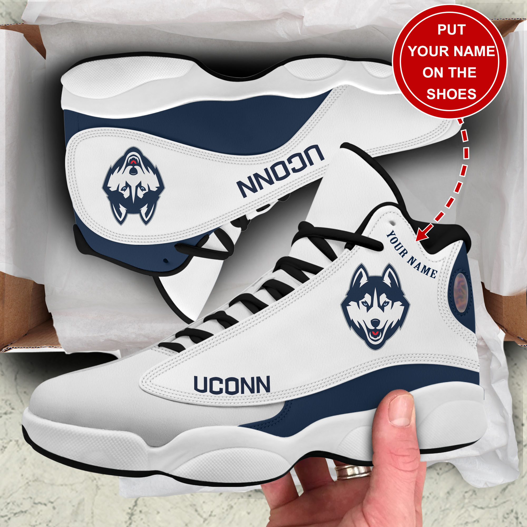 JWFancy UConn Huskies AJ13 Sneakers Shoes For Men And Women