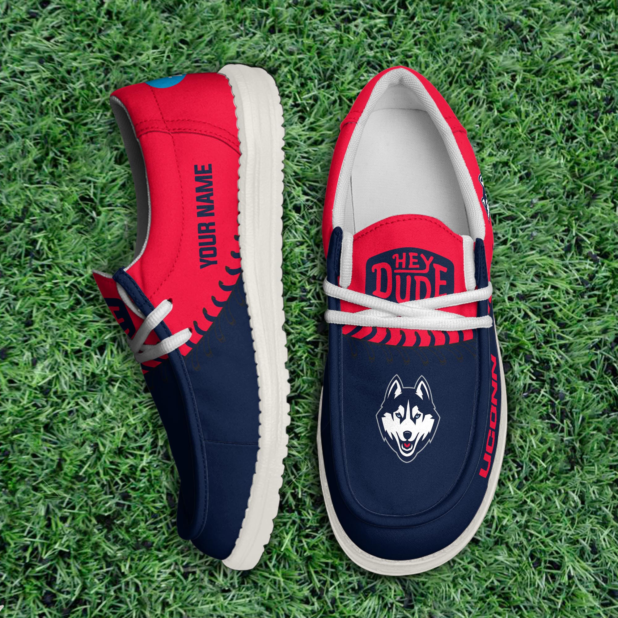 JWFancy Uconn Huskies Hey Dude Shoes Wally Men's Lace Up Loafers Comfortable For Men And Women