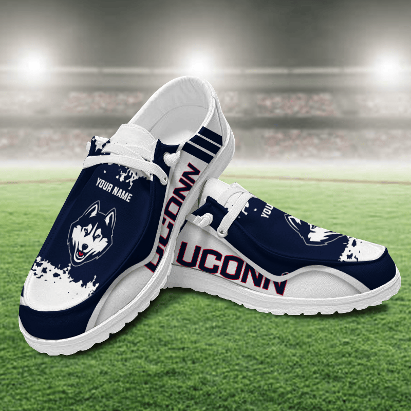 JWFancy Uconn Huskies Hey Dude Shoes Wally Men's Lace Up Loafers Comfortable For Men And Women