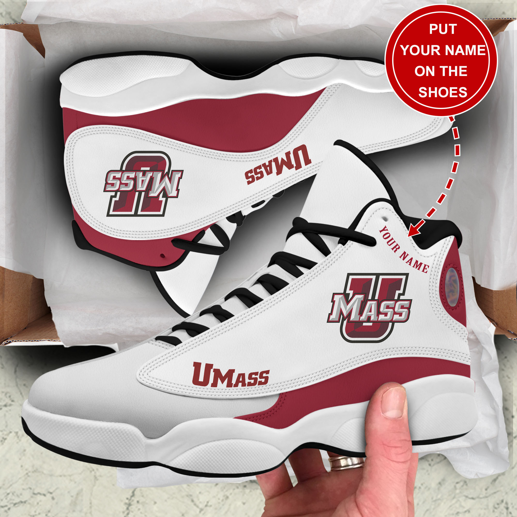 JWFancy UMass Minutemen AJ13 Sneakers Shoes For Men And Women