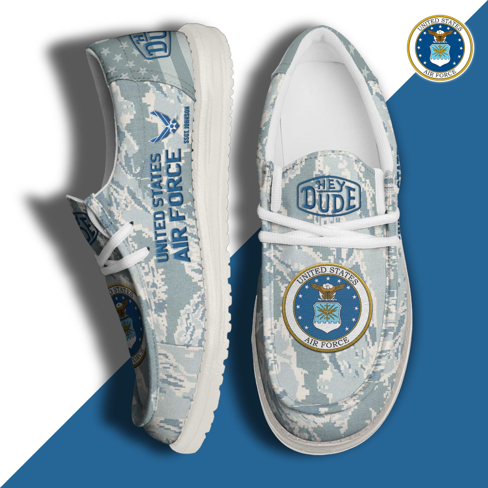 JWFancy U.S. Air Force Hey Dude Shoes Wally Men's Lace Up Loafers Comfortable For Men And Women