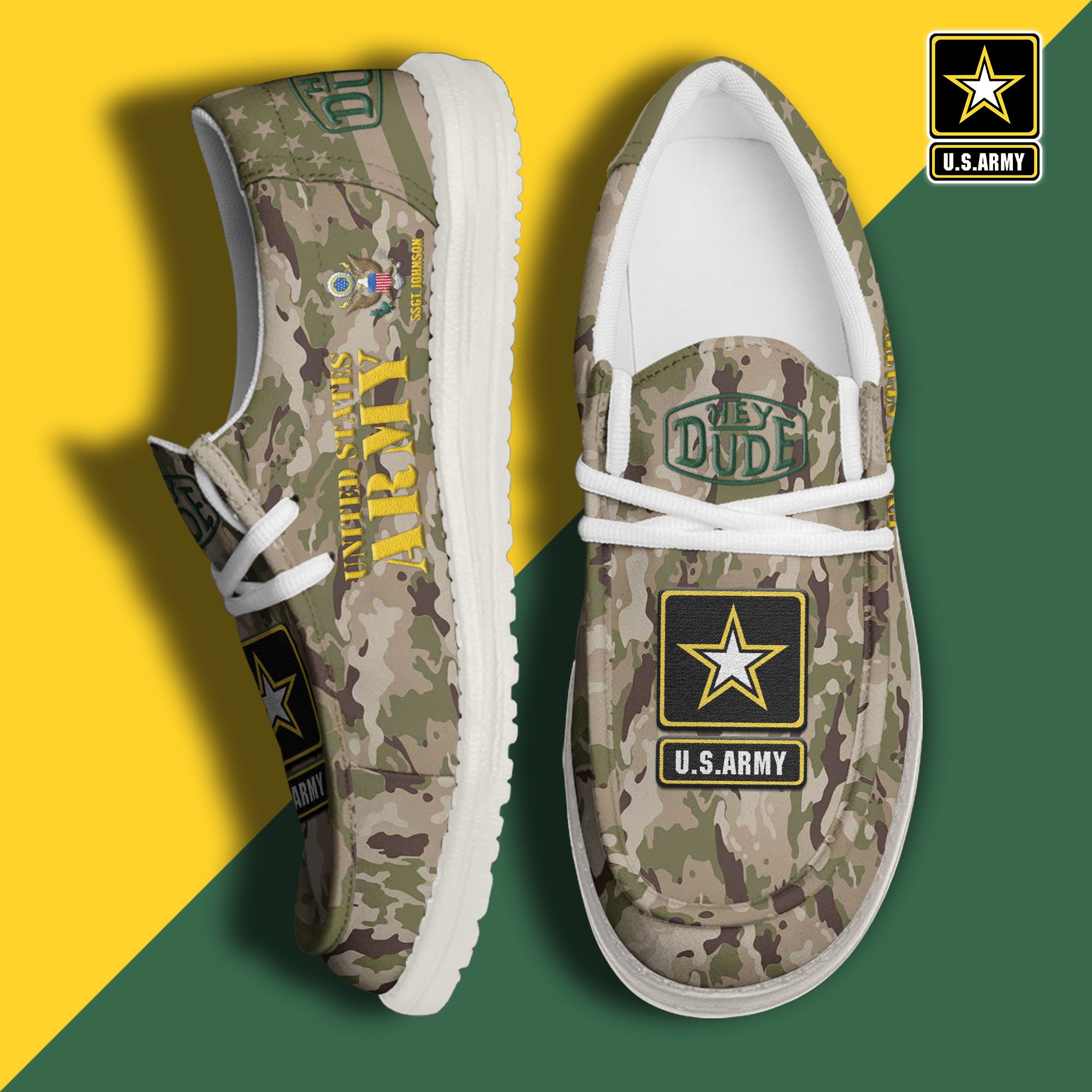 JWFancy U.S. Army Hey Dude Shoes Wally Men's Lace Up Loafers Comfortable For Men And Women