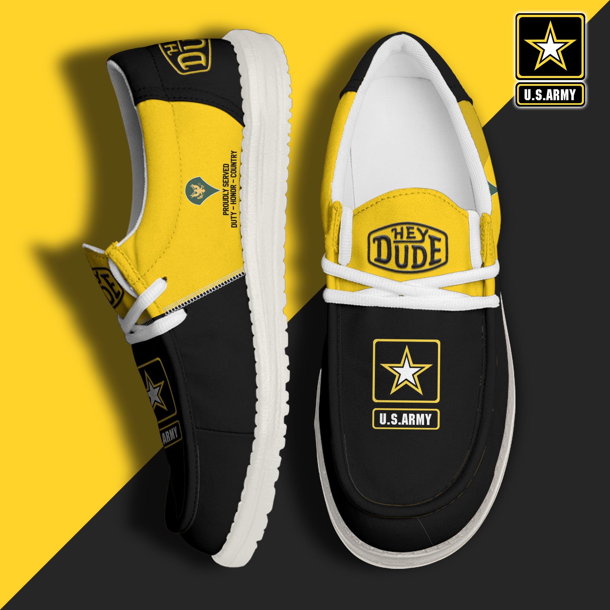 JWFancy U.S. Army Hey Dude Shoes Wally Men's Lace Up Loafers Comfortable For Men And Women