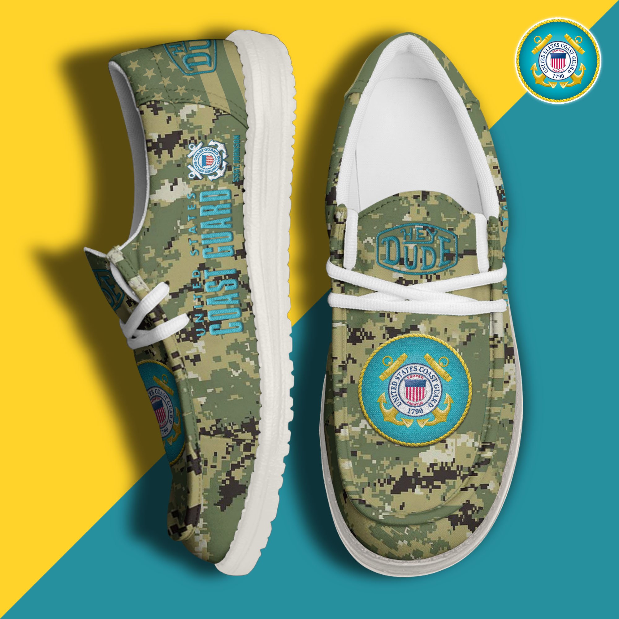 JWFancy U.S. Coast Guard Hey Dude Shoes Wally Men's Lace Up Loafers Comfortable For Men And Women