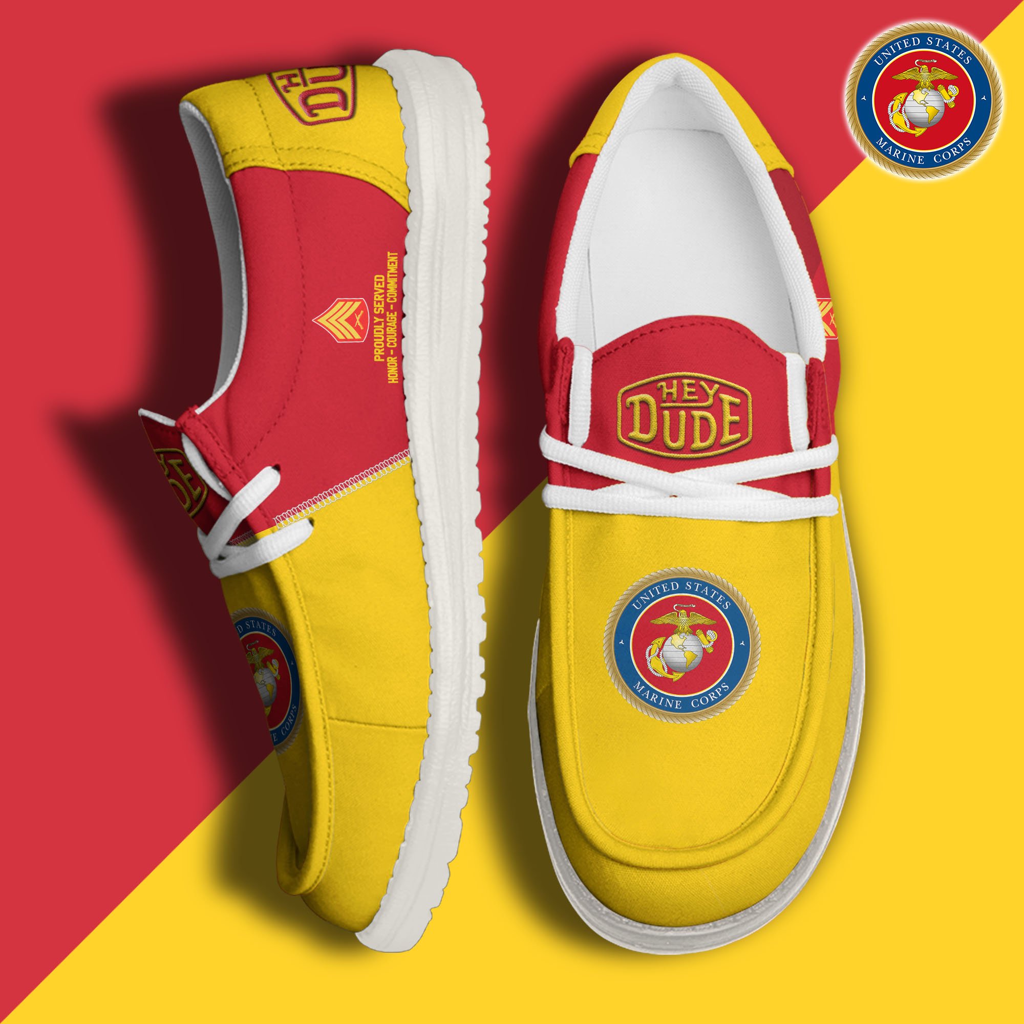 JWFancy U.S. Marine Corps Hey Dude Shoes Wally Men's Lace Up Loafers Comfortable For Men And Women