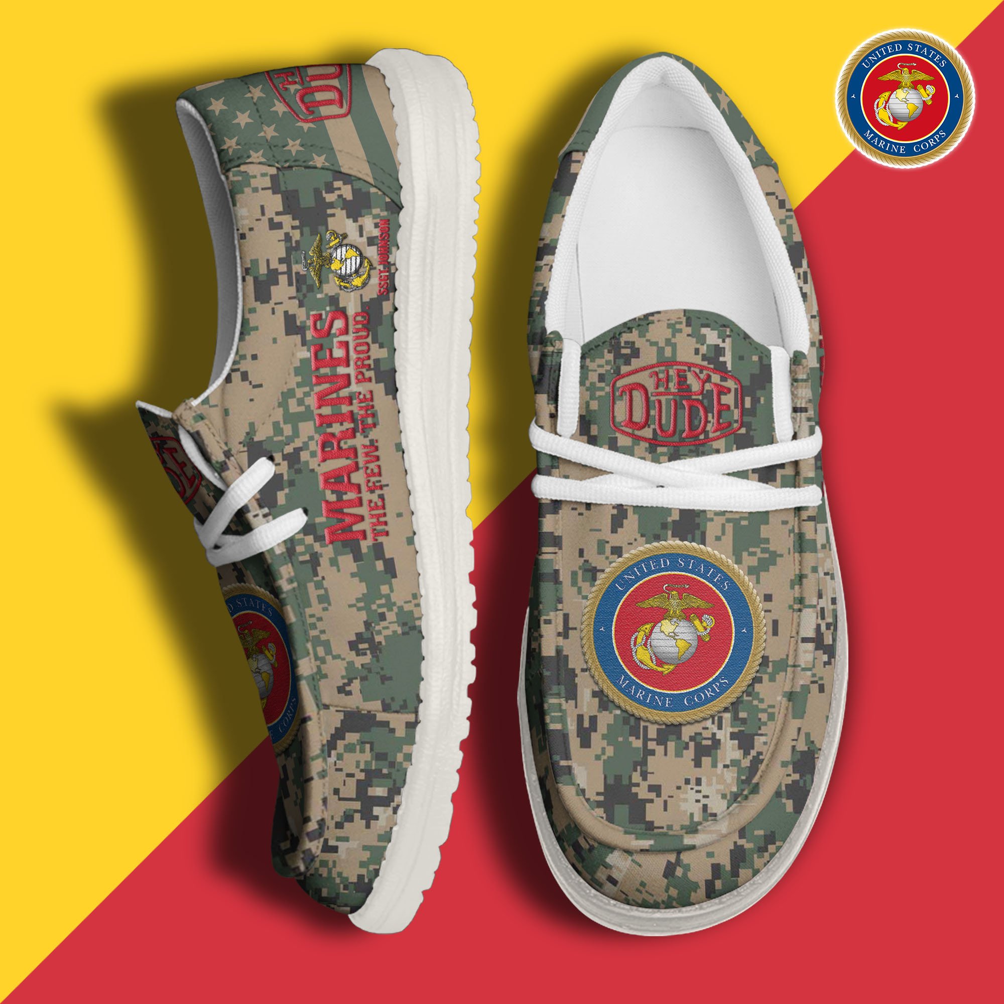 JWFancy U.S. Marine Corps Hey Dude Shoes Wally Men's Lace Up Loafers Comfortable For Men And Women