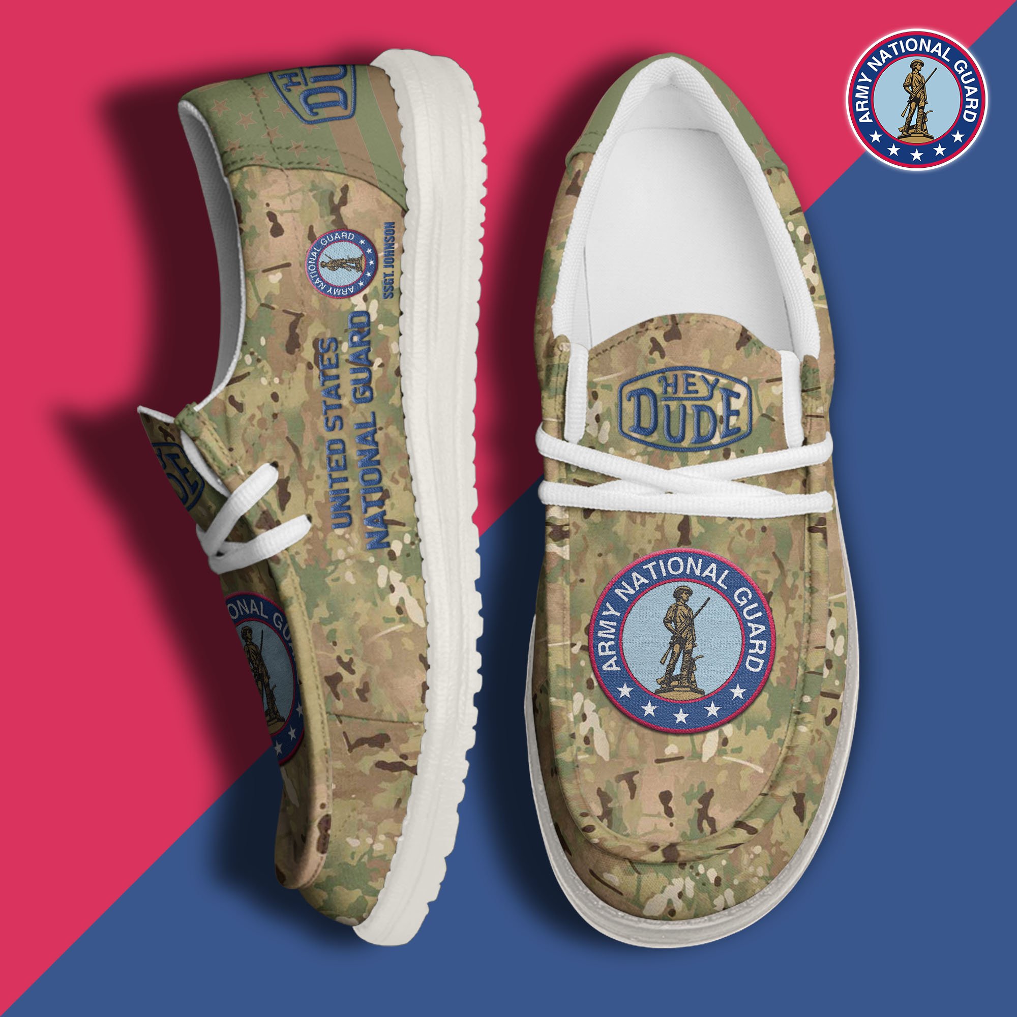 JWFancy US National Guard Hey Dude Shoes Wally Men's Lace Up Loafers Comfortable For Men And Women