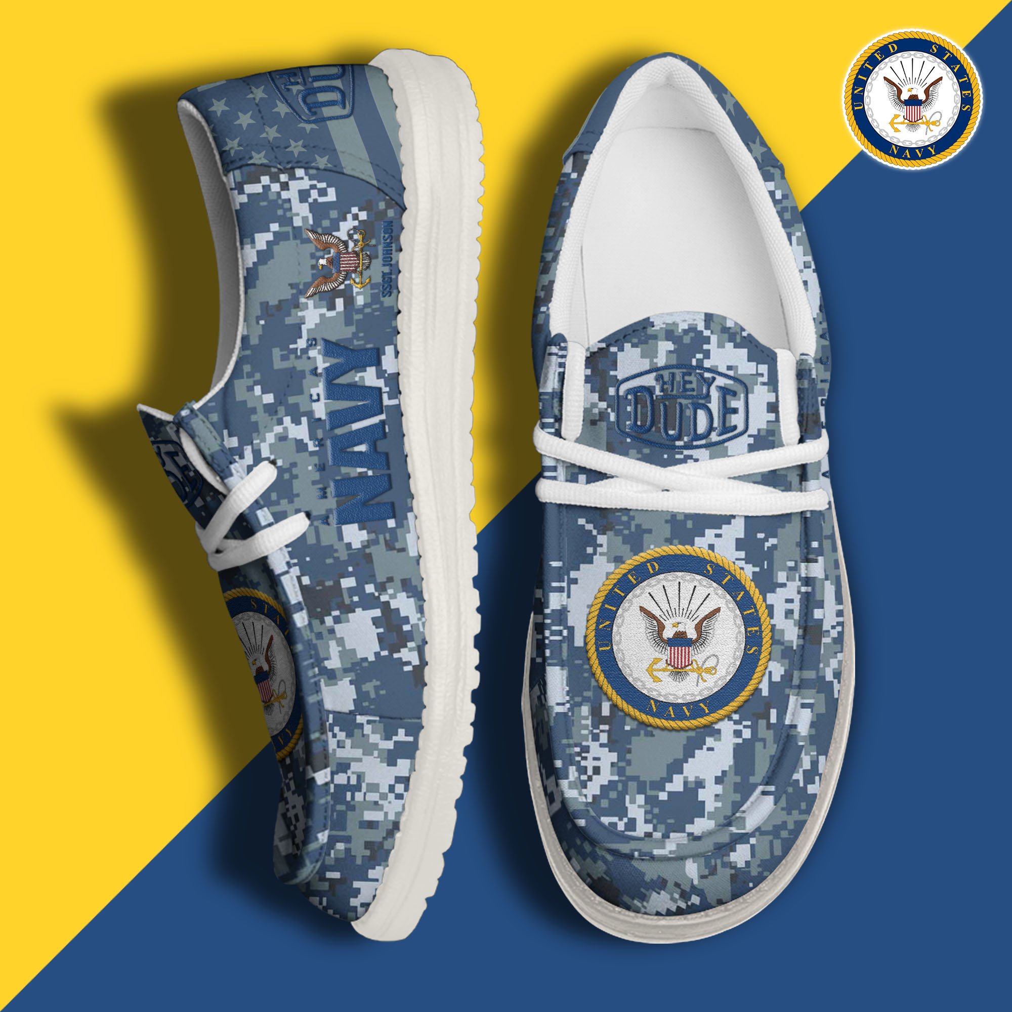 JWFancy U.S. Navy Hey Dude Shoes Wally Men's Lace Up Loafers Comfortable For Men And Women