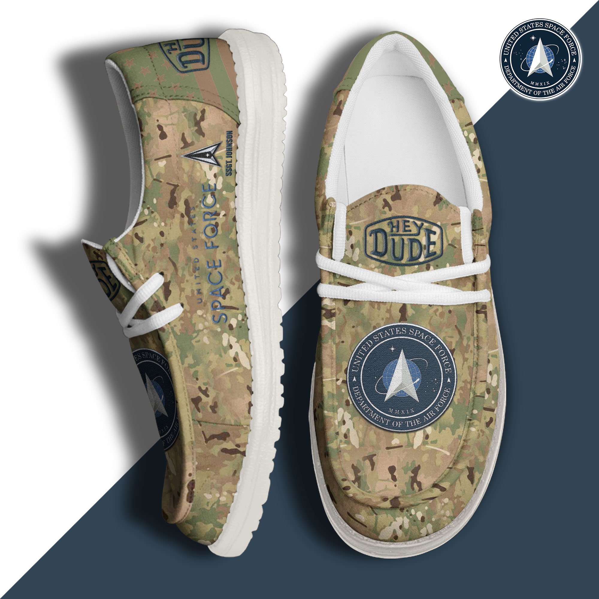JWFancy U.S. Space Force Hey Dude Shoes Wally Men's Lace Up Loafers Comfortable For Men And Women