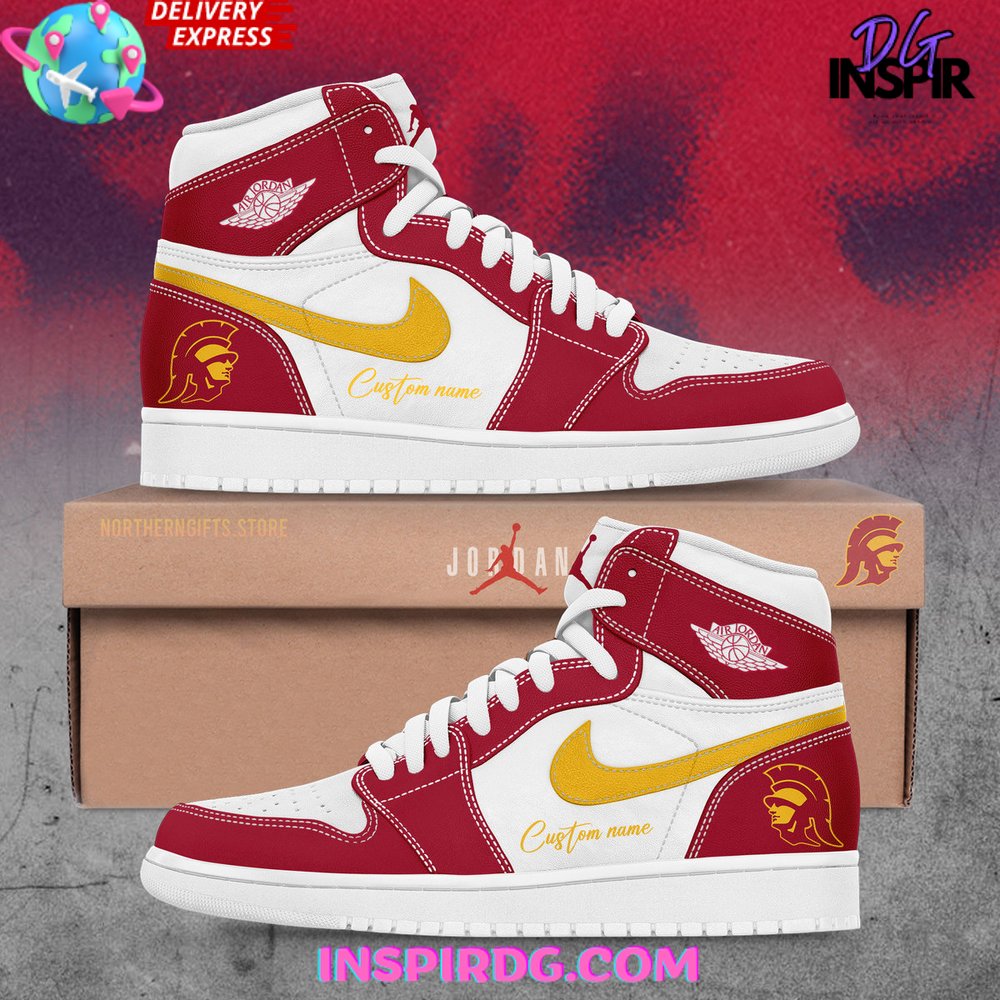 JWFancy USC Trojans AJ1 High Sneakers Shoes For Men And Women