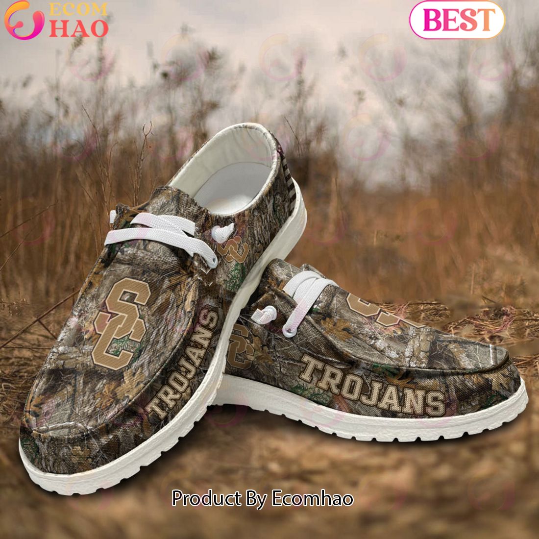 JWFancy USC Trojans Hey Dude Shoes Wally Men's Lace Up Loafers Comfortable For Men And Women
