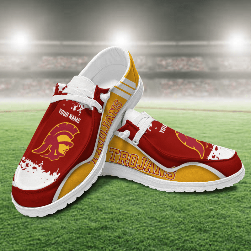 JWFancy USC Trojans Hey Dude Shoes Wally Men's Lace Up Loafers Comfortable For Men And Women