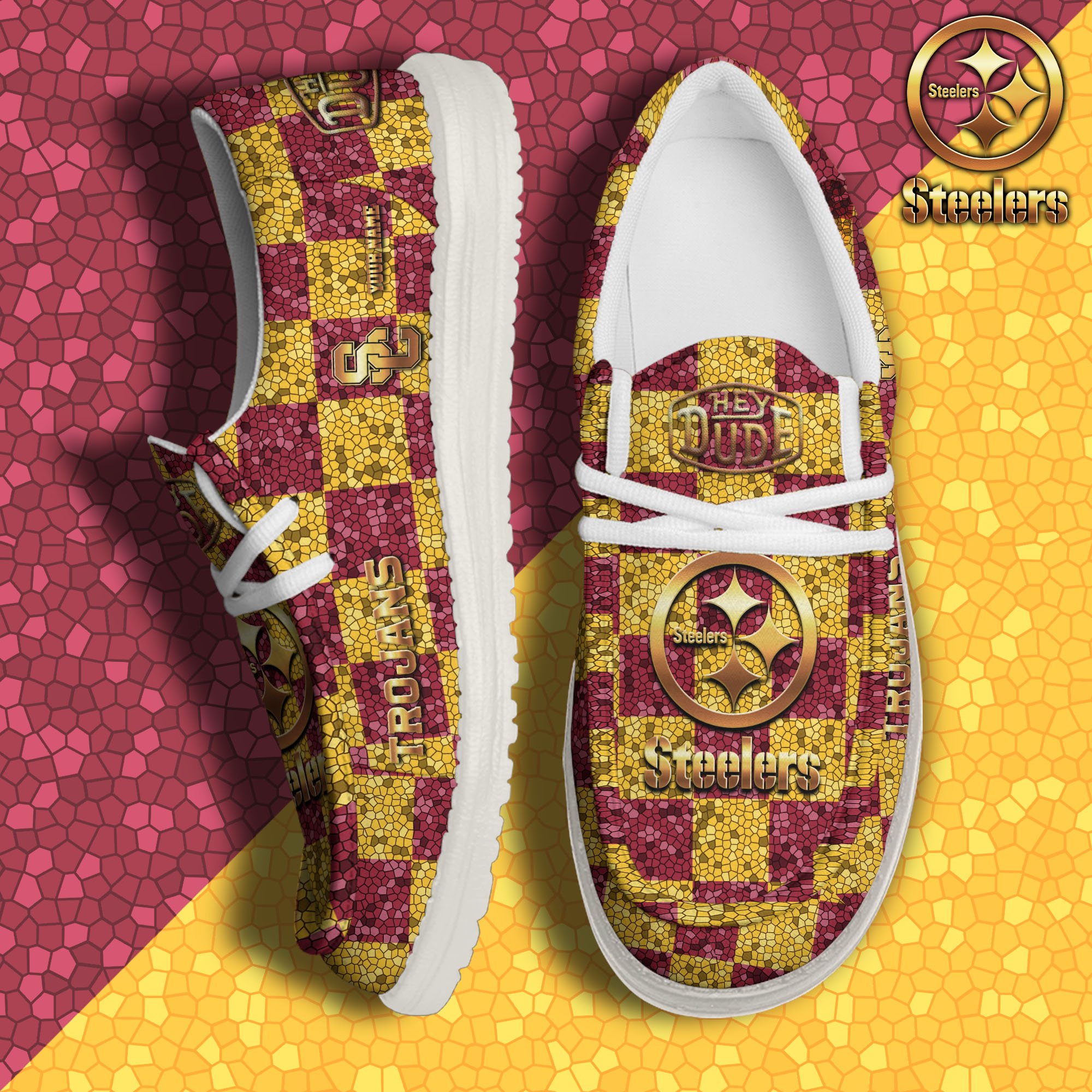 JWFancy USC Trojans Hey Dude Shoes Wally Men's Lace Up Loafers Comfortable For Men And Women
