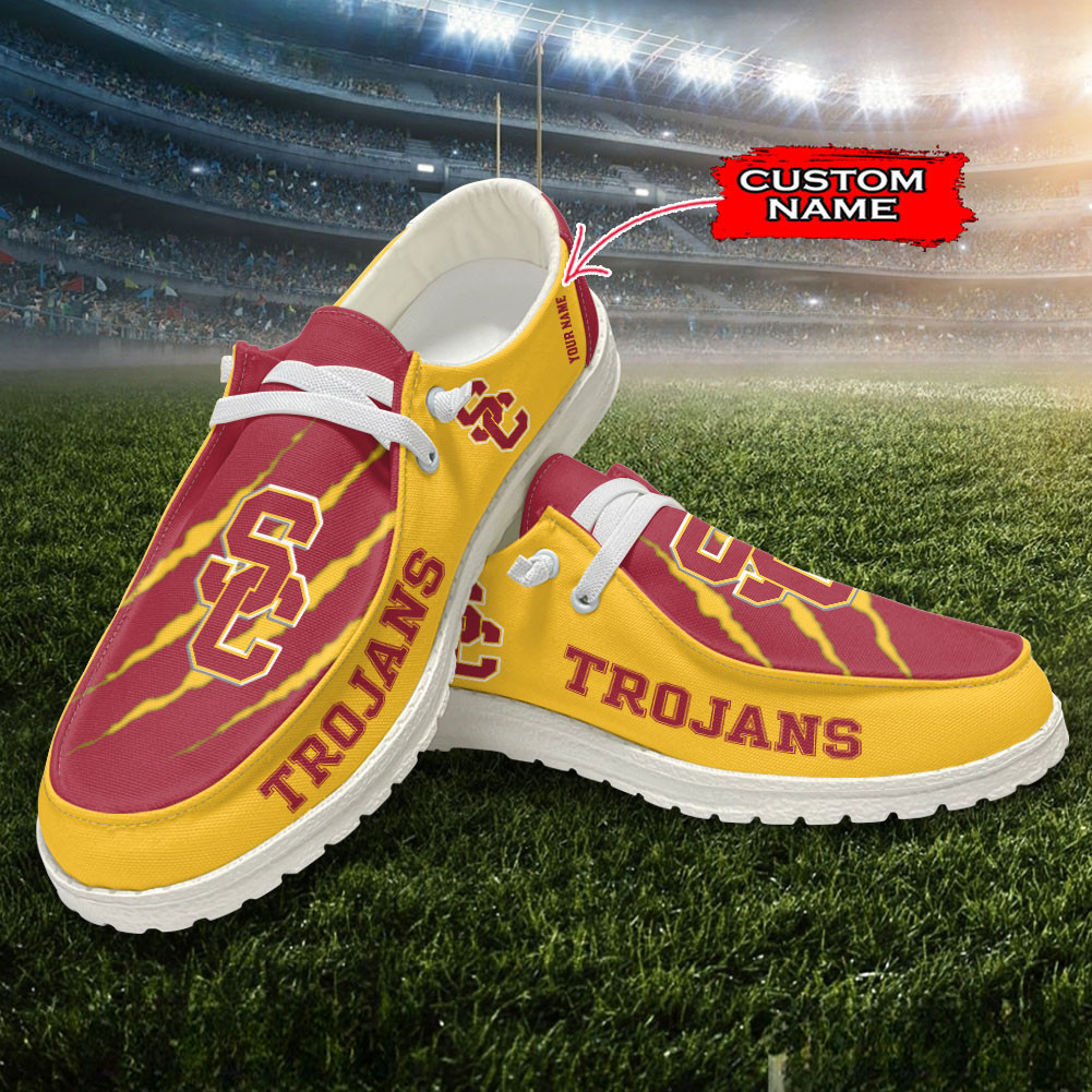 JWFancy USC Trojans Hey Dude Shoes Wally Men's Lace Up Loafers Comfortable For Men And Women